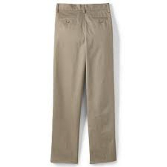 LANDS' END BOY'S IRON KNEE WRINKLE RESISTANT CHINO PANTS CLASSIC khaki - Picture 1 of 10